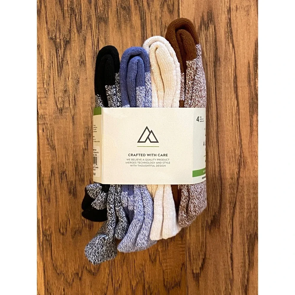 Alpine Design Womens 4pk Performance Hiking Socks Crew Cut Bronzed Topaz MD